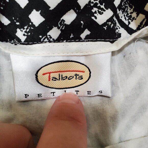 Talbots Petites Office Siren Courtcore Pleated A-Line Mini Skirt Black White - Picture 3 of 9